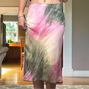 Green and Pink Midi Skirt